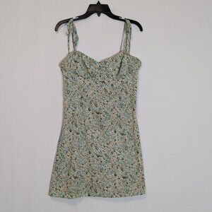 SHEIN Sage Green Floral Spaghetti Strap Mini Tank Dress; Size S